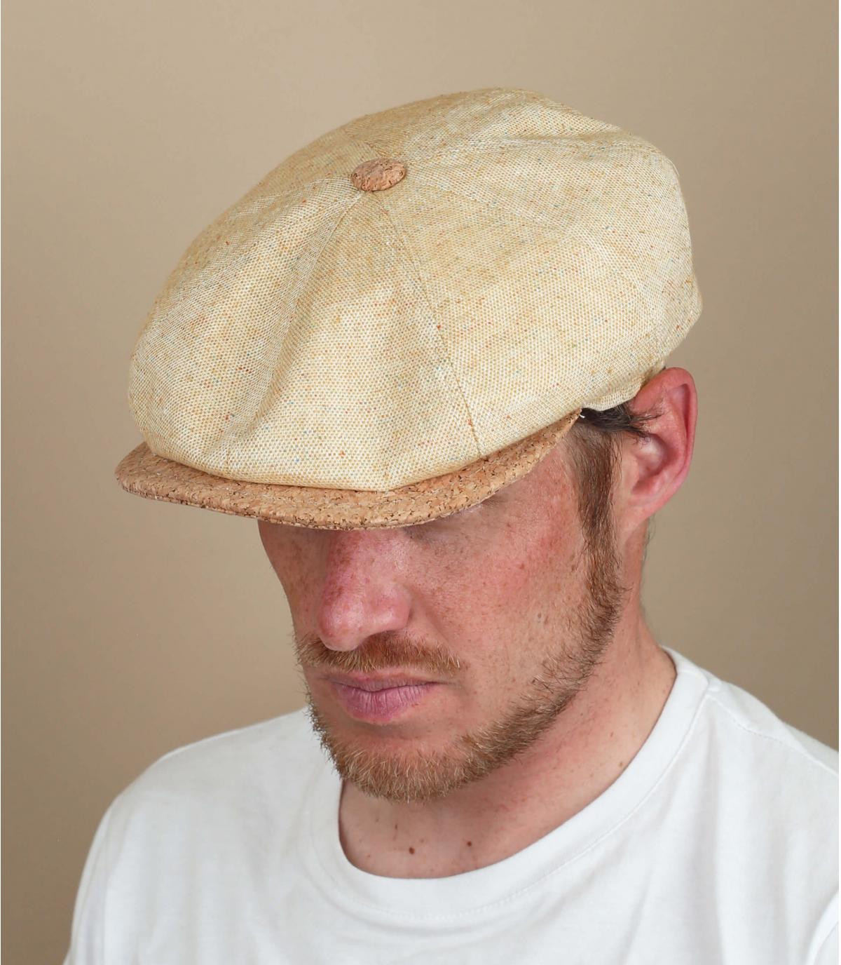 yellow linen newsboy cap Douglas yellow